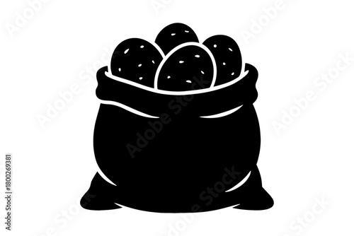 sack of potatoes flat black solid vector illustration isolated on white background