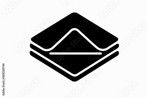 folded linen napkins flat black solid vector illustration isolated on white background