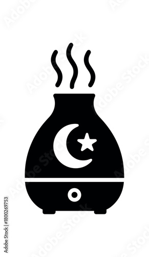 bedtime diffuser flat black solid vector illustration isolated on white background