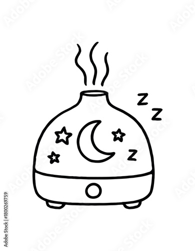 handdrawn cute doodle style bedtime diffuser vector line illustration