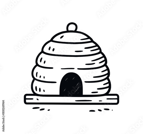 handdrawn cute doodle style hive entrance vector line illustration