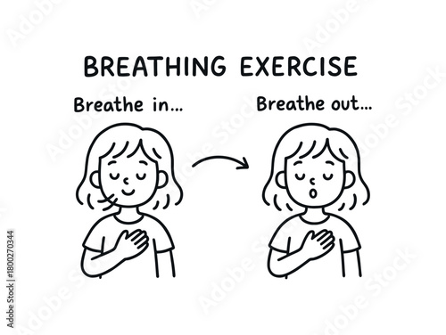 handdrawn cute doodle style breathing exercise vector line illustration
