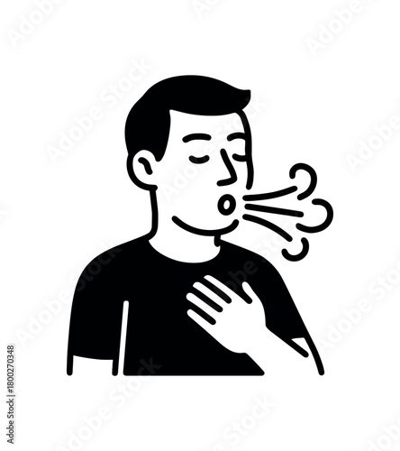 breathing exercise flat black solid vector illustration isolated on white background