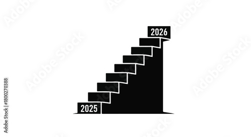 Staircase leading from 2025 to 2026, symbolizing progress and future goals.