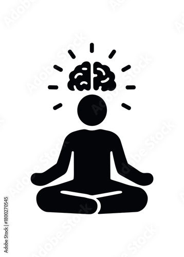 mindfulness icon flat black solid vector illustration isolated on white background