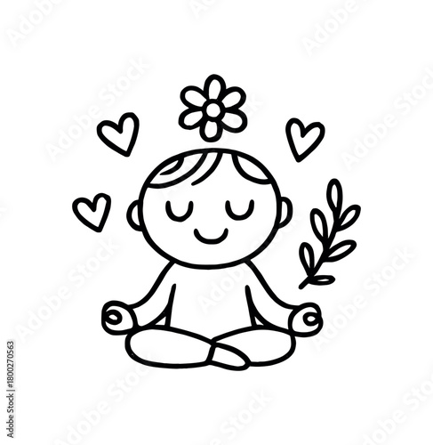 handdrawn cute doodle style mindfulness icon vector line illustration