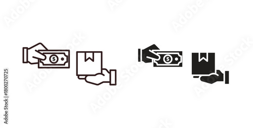 Cash on delivery icon with editable stroke. Thin Line and flat icons for UI designs