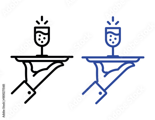 Elegant hand serving a sparkling drink on a tray, celebrating a special occasion