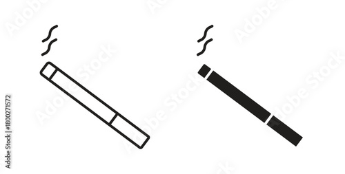 Cigarette icon with editable stroke. Thin Line and flat icons for UI designs