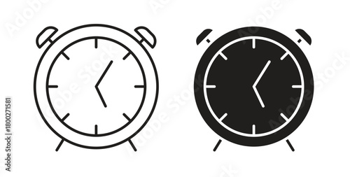 Clock icon with editable stroke. Thin Line and flat icons for UI designs