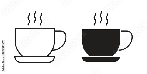 Coffee icon with editable stroke. Thin Line and flat icons for UI designs
