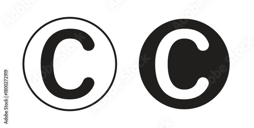 Copyright icon with editable stroke. Thin Line and flat icons for UI designs