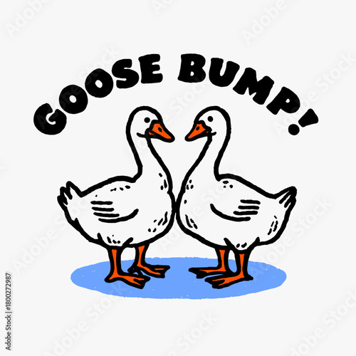 Two playful geese share a funny moment under a bright sky for a delightful goose bump experience together
