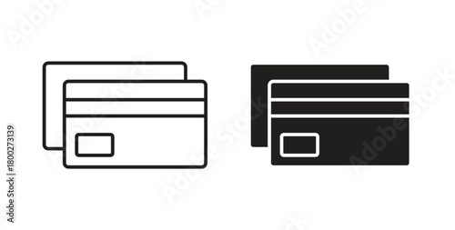 Credit card icon with editable stroke. Thin Line and flat icons for UI designs