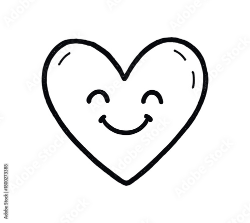 handdrawn cute doodle style smiling heart vector line illustration