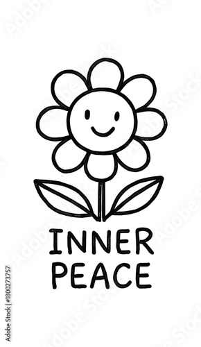 handdrawn cute doodle style inner peace flower vector line illustration