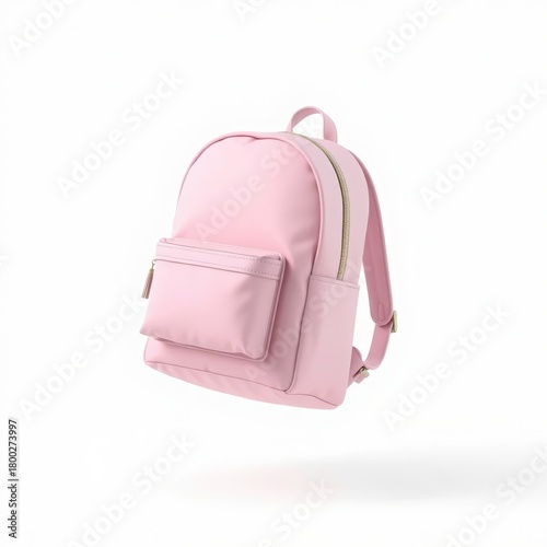 A stylish and modern light pink backpack with zippers and straps floating against a clean white background
