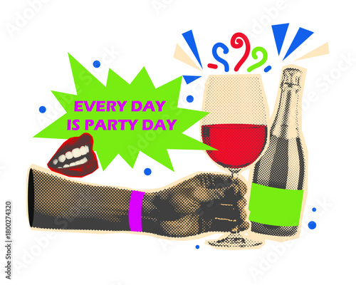 Party Time Vintage Halftone Pop Art Banner