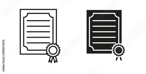 Diploma icon with editable stroke. Thin Line and flat icons for UI designs