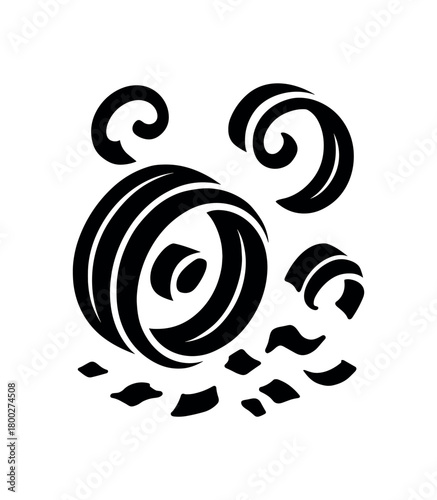 wood shavings flat black solid vector illustration isolated on white background