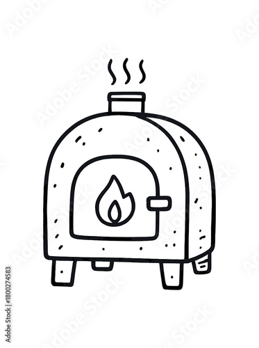 handdrawn cute doodle style kiln oven vector line illustration
