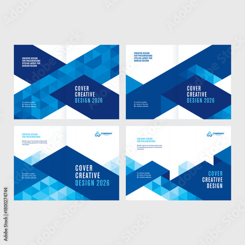 A set of covers for design catalogs and booklets, polygonal style for presentations