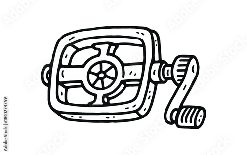handdrawn cute doodle style wheel pedal vector line illustration