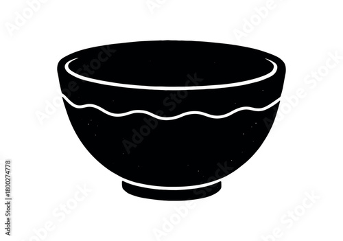 handcrafted bowl flat black solid vector illustration isolated on white background