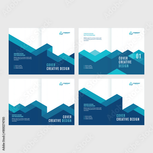A set of covers for design catalogs and booklets, polygonal style for presentations