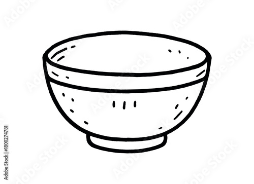 handdrawn cute doodle style handcrafted bowl vector line illustration