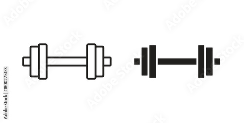Dumbbell icon with editable stroke. Thin Line and flat icons for UI designs