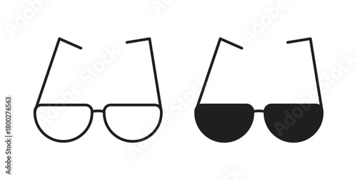 Eye glasses icon with editable stroke. Thin Line and flat icons for UI designs
