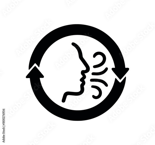 breathing circle flat black solid vector illustration isolated on white background