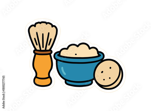 Cute doodle zero plastic bathroom collection flat vector illustration bold handdrawn outlines bright solid fills isolated on white clean white space sticker style minimal detail shaving