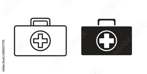First aid kit icon with editable stroke. Thin Line and flat icons for UI designs