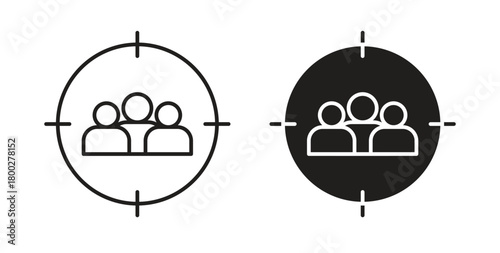 Focus group icon with editable stroke. Thin Line and flat icons for UI designs