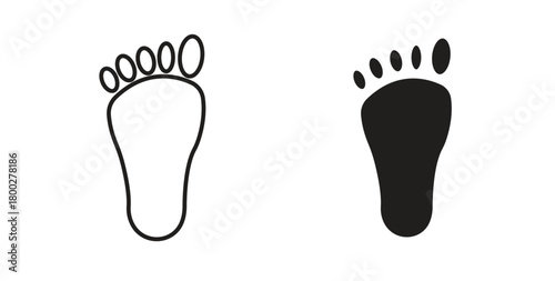 Footprint icon with editable stroke. Thin Line and flat icons for UI designs