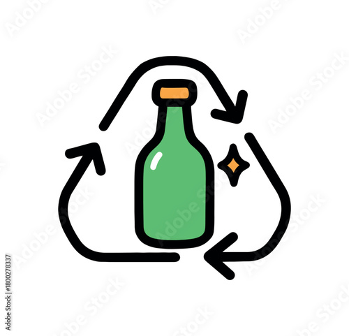 Cute doodle zero contain product label icons flat vector illustration bold handdrawn outlines bright solid fills isolated on white clean white space sticker style minimal detail recyclable