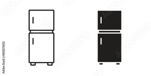 Fridge icon with editable stroke. Thin Line and flat icons for UI designs
