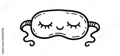handdrawn cute doodle style sleeping mask vector line illustration