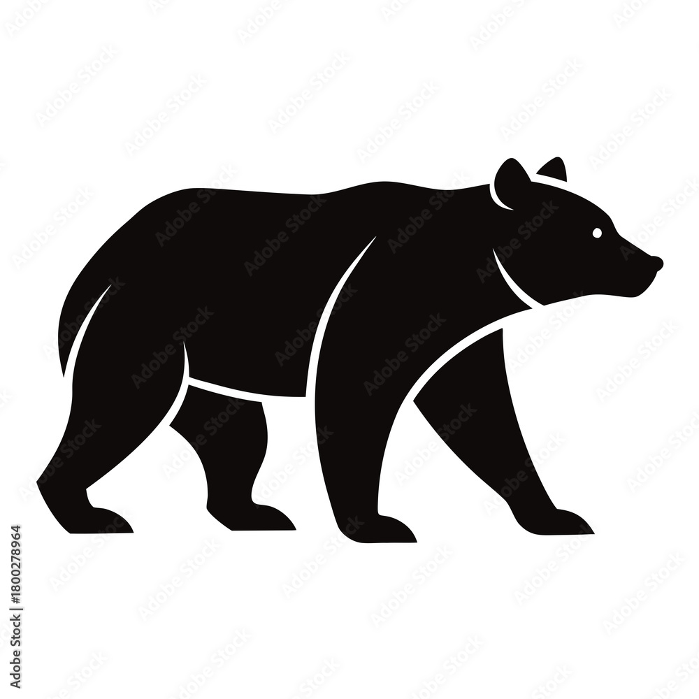 Obraz premium Minimalist black bear walking icon Vector