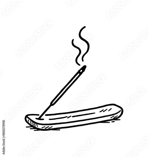 handdrawn cute doodle style incense stick vector line illustration