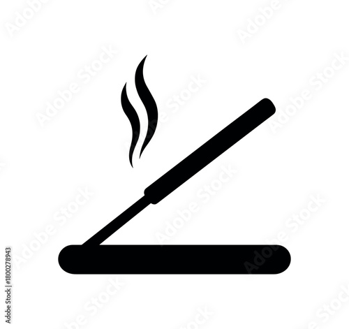 incense stick flat black solid vector illustration isolated on white background