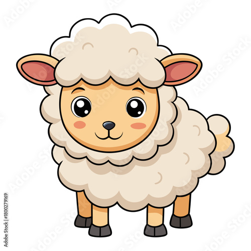 Cute cartoon sheep or lamb illustration Vector