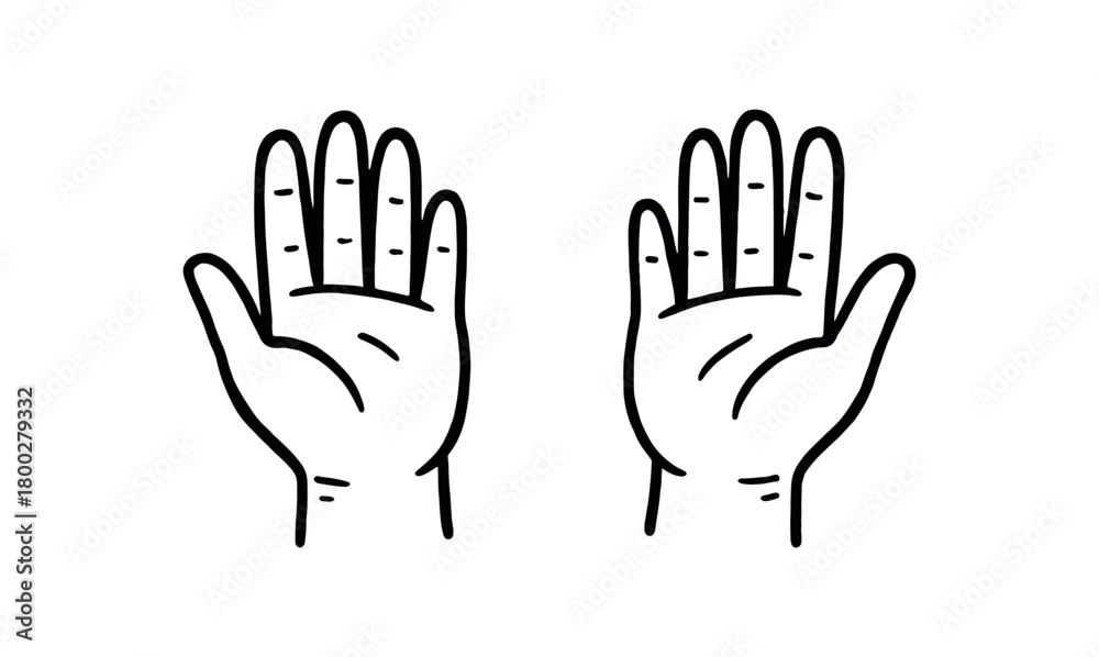 Fototapeta premium handdrawn cute doodle style open hands vector line illustration