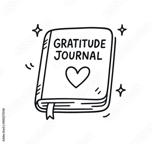 handdrawn cute doodle style gratitude journal vector line illustration