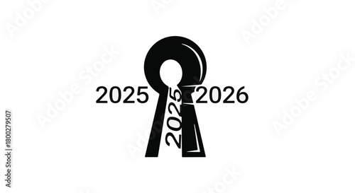 Keyhole revealing future years, symbolizing opportunity and transition