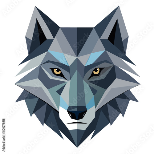 Geometric low poly wolf head illustration Vector