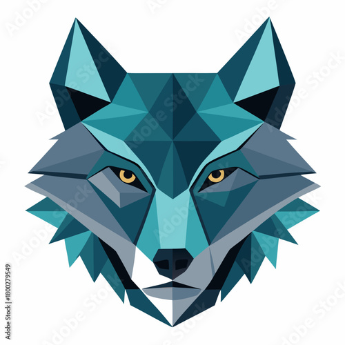 Low poly geometric wolf head design Vector