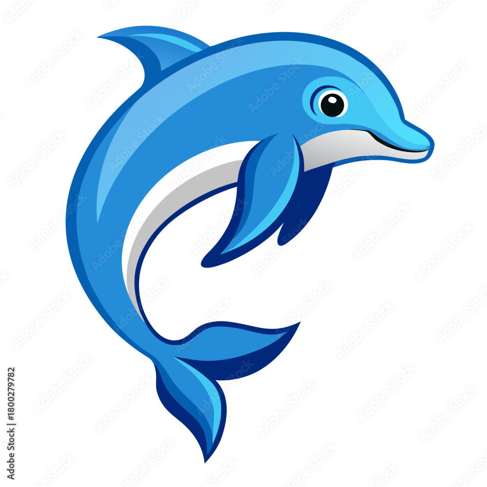 Fototapeta premium Stylized blue dolphin illustration on white background Vector